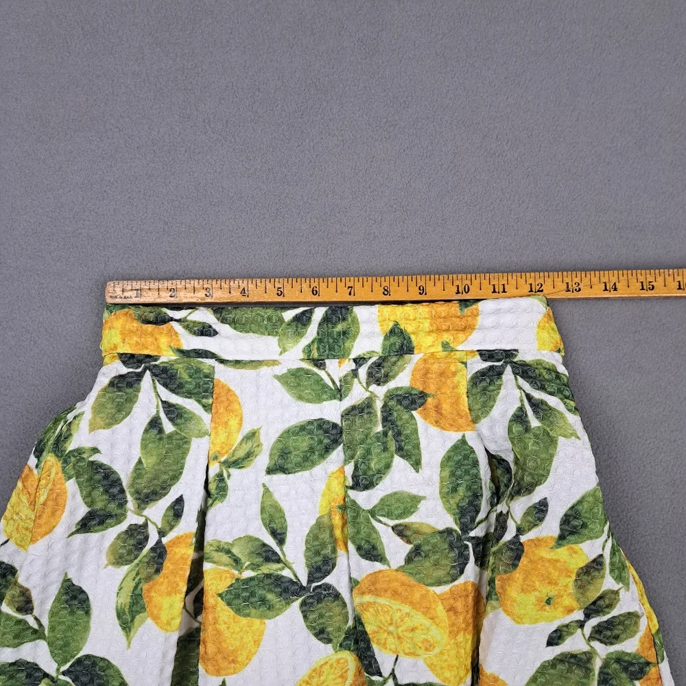Mia MIIA‎ Skirt Women's 24 White Orange Citrus Pleated Mini Playful Summer Japan